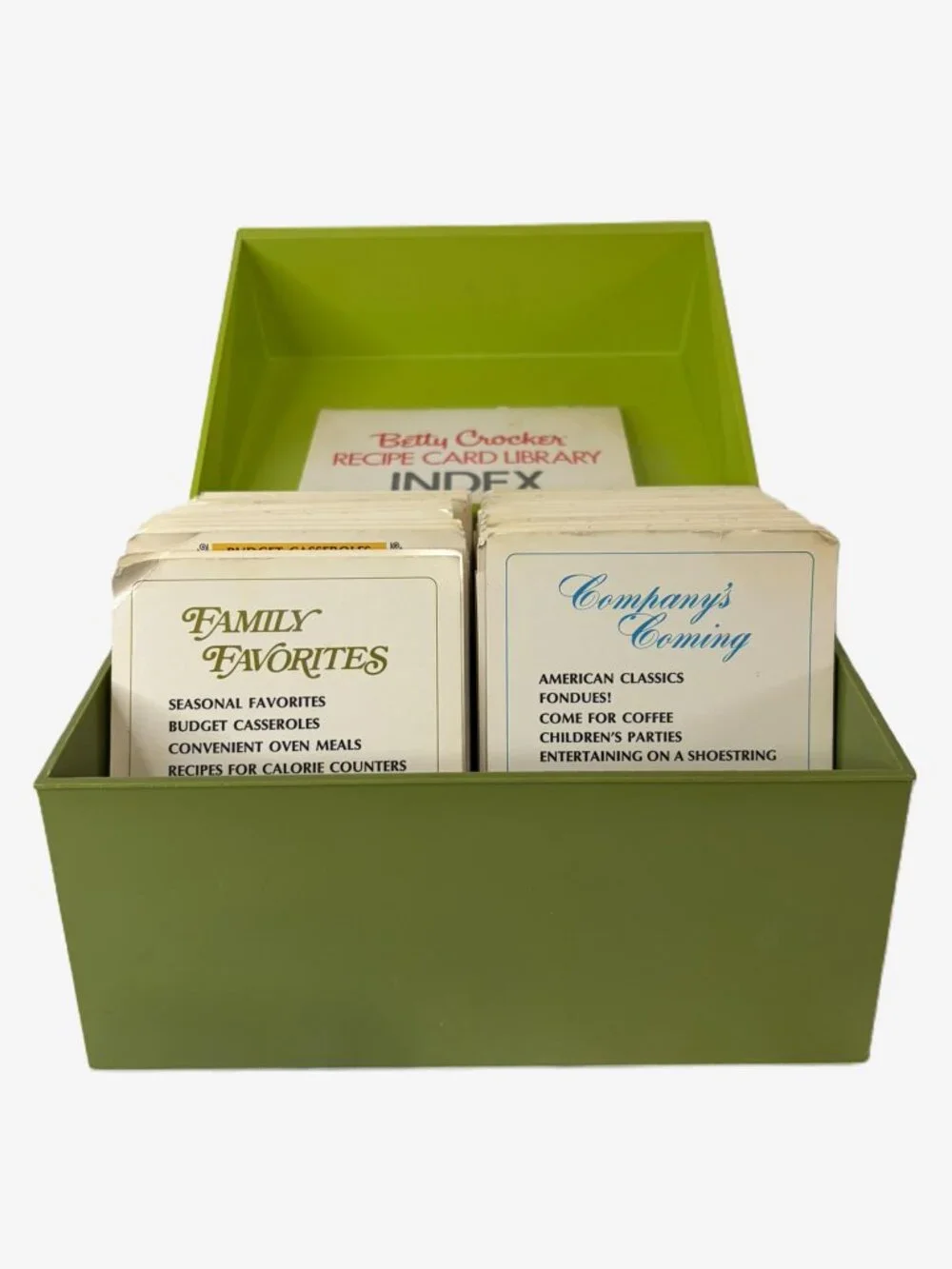 Vintage 1971 Betty Crocker Recipe Box & Card Library Set Green Retro Kitchen